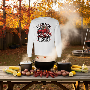 T-shirt a maniche lunghe da uomo a tema stagione gamberi, girocollo, in cotone, casual, con stampa digitale - Product Image 3