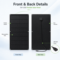 Cargador Solar USB Portátil y Flexible de 5W para Teléfono Celular, para Acampar al Aire Libre, Suministro de Energía de Emergencia