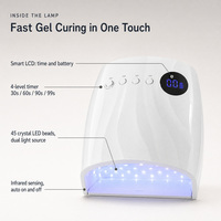 Lampe à ongles UV LED rechargeable 96W sans fil, séchoir à vernis gel indolore avec 4 réglages de minuterie, capteur intelligent et écran LCD numérique