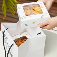Boîtes à pâtisserie en carton kraft ivoire recyclé avec fenêtre, boîte à gâteau avec fenêtre transparente en PVC, compatible avec le sucre, emballage alimentaire de qualité alimentaire