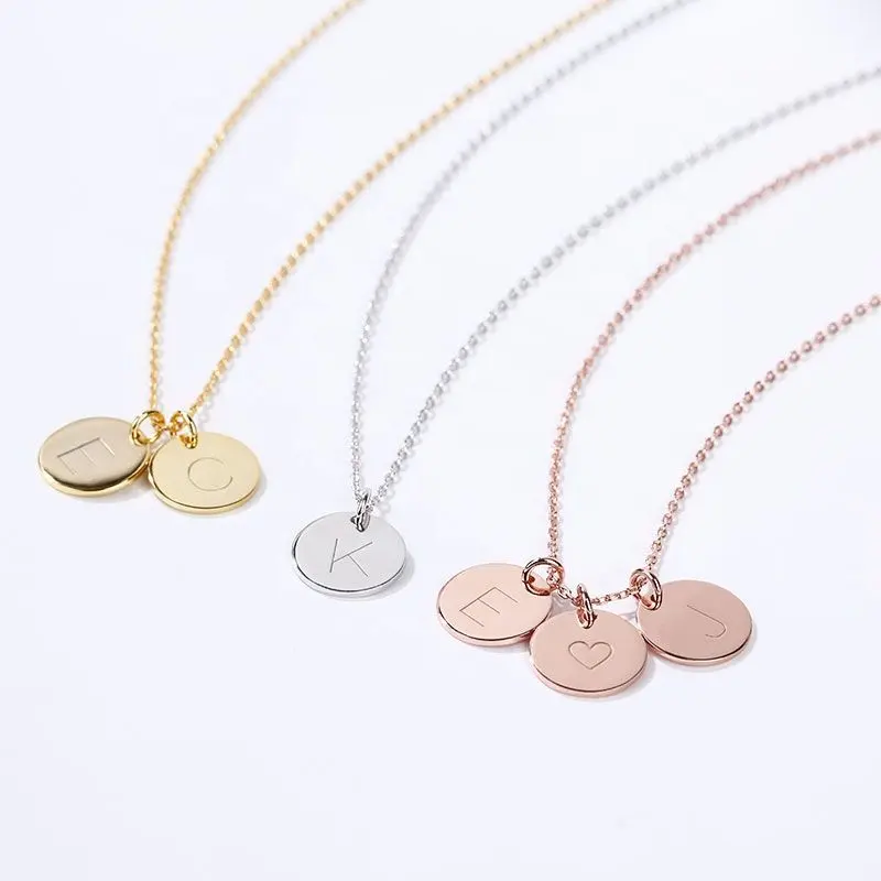 Custom Names Gold Collier 925จี้เงินเครื่องประดับสแตนเลสชื่อย่อจดหมายอาหรับแม่ลูกชาย3เหรียญเปล่าเสน่ห์สร้อยคอ