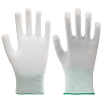 Guantes con Palma y Dedos Recubiertos de PU, Antideslizantes, Antiestáticos, Transpirables, con Puño de Punto, para Trabajo en Fábrica Electrónica