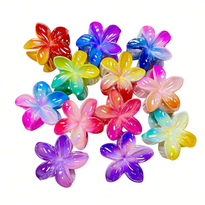Pince à cheveux Frangipani à dégradé laser de 8 cm pour femmes et filles, accessoire capillaire coloré en forme de fleur - Product Image 1