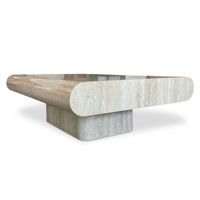 Décoration personnalisée de la maison, travertin poli Beige pierre de marbre naturel thé travertin Table Table basse
