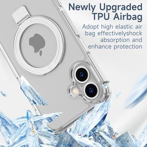 Прозрачный Чехол для мобильного телефона Asniwee для iPhone 16 Plus & 16 Pro со встроенной подставкой с кольцевым держателем и подставкой - Product Image 5