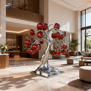 Silver-Plated Stainless Steel Cherry Tree Sculpture Polished Fruit Theme Home Decoration Irregular Shape - Product Image 3