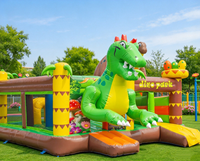 Château gonflable commercial à thème dinosaure en PVC avec toboggan, taille personnalisable, facile à installer, idéal pour la location