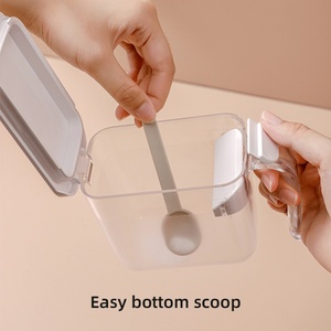 Newest Transparent Moisture Proof Sealed Kitchen Storage Container Seasoning Box Plastic <b>Spice</b> <b>Jars</b> With Handle and Spoon - Product Image 4