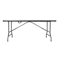 Table pliante moulée par soufflage de couleur noire, de luxe, 6 pieds x 30 pouces, pliable en deux