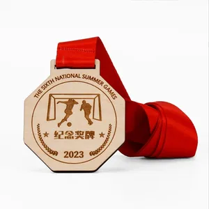 Customized Creative Laser Engraving Wooden Medal Sports Association Universal Hanging Medal Wooden Medal Customization Factory
