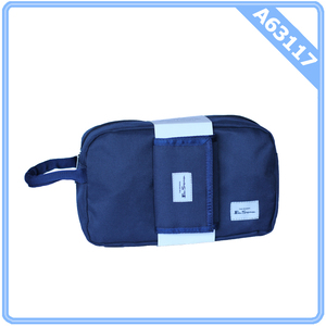 Customized Private Label Waterproof Polyester Mens Washbag All Black Toiletry Bag Travel Kit with Wallet One Set - Product Image 3