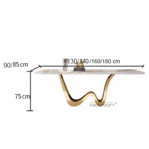 Luxe Uitschuifbare Gouden Eettafel Set Keramische Roestvrijstalen Glazen Salontafel Centrale Tafel Woonkamer Luxe Meubels - Product Image 5