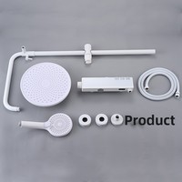 Ensemble de douche mural trois fonctions en cuivre brossé, style moderne et minimaliste, élégant et blanc, pour la maison