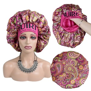 3Pcs Satin Bonnet For Sleeping, Hair Satin Bonnet For Curly Hair, Shower Cap For Sleeping(Black Red Leopard Print