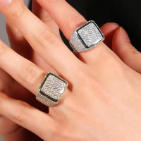 Bague unisexe plaquée argent avec diamant de laboratoire de luxe, coupe brillante personnalisée, collection de bijoux tendance Hip Hop