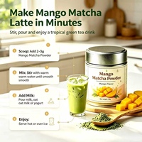 Thé vert matcha de qualité cérémonielle en marque privée OEM, boîte de 30 g, matcha aromatisé à la mangue 3A6A