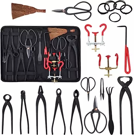 W006 Kit d'outils de bonsaï de jardin personnalisé en acier au carbone ciseaux de coupe avec étui en Nylon