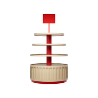 Table de présentation promotionnelle pour la vente au détail, design multi-niveaux pour un grand espace intérieur. Idéal pour la présentation de produits promotionnels en supermarché.