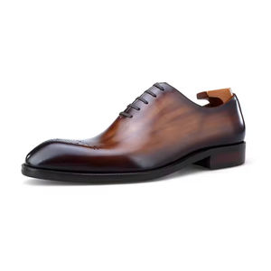 Chaussures Oxford de mariage de luxe pour hommes en cuir véritable personnalisé de style rétro, formelles, italiennes, en cuir de vachette pleine fleur - Product Image 5