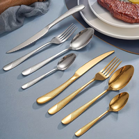 Ensemble de couverts de luxe en acier inoxydable avec manche étoile diamantée, couteau, fourchette, cuillère, pour mariage et restaurant