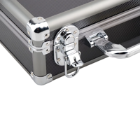 Valise à outils en aluminium noir grande capacité, durable, résistante à l'eau, aux chocs et à la poussière, verrouillable, portable, personnalisable OEM ODM