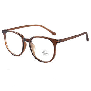 Nuevas gafas con montura redonda de color té frío, anti luz azul, para mujer, tamaño mediano, con lentes planas TR90, lentes de PC y antirradiación. - Product Image 1