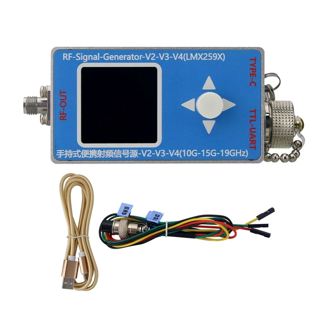 RF-Signal-Generator-V3 (10M-15GHz) Handheld Signal Source with Type-C Cable and UART Serial Data Communication Cable