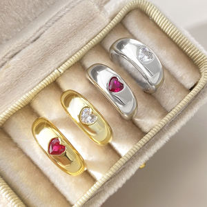 แหวนทองชุบหรูหรา สไตล์โมเดิร์น ประดับเพชรซิคอน สำหรับผู้หญิง ดีไซน์เกาหลี สามารถปรับแต่งได้ - Product Image 2