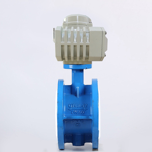 DN200 8 Inch PN16 24 Volt <b>PTFE</b> Seat Ductile Iron Motor Operated Double Flange ED18 Double Flange - Product Image 1