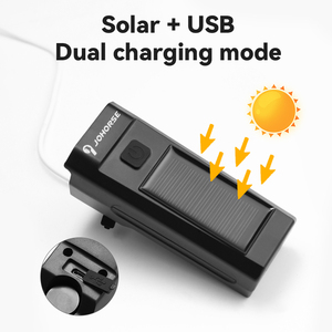 Phare de vélo solaire rechargeable par USB JOHORSE 130lm 3030 LED avec klaxon 120dB 6 modes Éclairage <span class=keywords><strong>avant</strong></span> de vélo étanche CB-18141 - Product Image 3