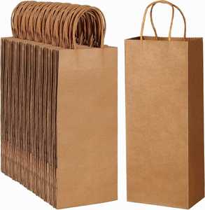 Brown Kraft Ppaper Bag with Convenient Handles <b>Gift</b> Tote Shopping Bags for Wine <b>Gift</b> <b>Wrap</b> Paper Bag - Product Image 1