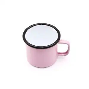 Good Quality Camping Coffee Customized Pink Carbon Steel Enamel Mug