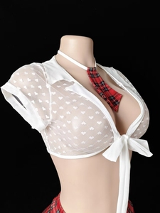 Disponibile - Novità 2026: Set Lingerie Esotica Trasparente per Cosplay - Top Camicia a Quadri e Minigonna con Perizoma - Perfetto per Giochi di Ruolo Sexy - Product Image 3