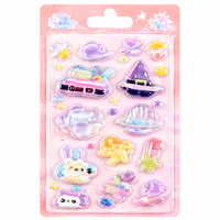 Autocollant liquide transparent à motif de dessin animé personnalisé, autocollants en gelée 3D scintillants pour journal, scrapbooking