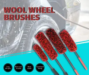 Car Wheel Brush 3 Pack Soft Microfiber Wheel Brush And Wool Fiber Wheel Brushes Cleaning Tools