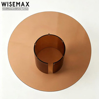 WISEMAX MÖBEL Moderner Einfacher Esstisch mit Runder Tischplatte und Öffnungsbasis aus Glas, Designer-Tisch für Apartments