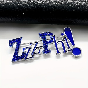 Insigne de lettre grecque en alliage de zinc moulé sous pression personnalisé sororité Zeta Phi bêta ZZZ-PHI épinglette avec épingle de sécurité - Product Image 1
