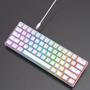 Wired Mechanical Keyboard White Keycaps,RGB Backlit Full N-<b>Key</b> Rollover, for Gaming and Office Use - Product Image 3