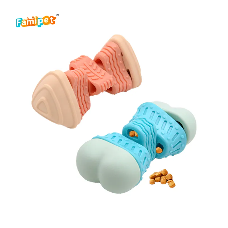 Famipet Custom New Arrival Langlebiges, drehbares Knochen design aus Nylon in Lebensmittel qualität Unzerstörbares TPR-Hundes pielzeug Pet Chew Toy