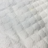 Kualitas Terbaik Kustom 100% Poliester 185gsm Lembut Padat 3D Bunga Putih Kotak-kotak Kain Jacquard untuk Pakaian Wanita Gaun