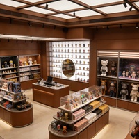Vitrines d'exposition haut de gamme personnalisées en acier robuste, éclairées par LED, écologiques, étanches, avec panneaux en mélamine pour objets de collection et jouets