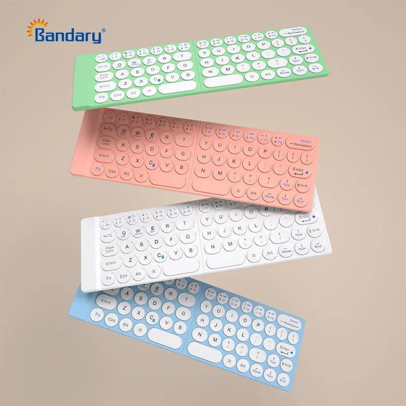 Bandary Keyboard Ultra Slim Ergonomic Foldable Rechargeable Pocket Sized Mini BT Wireless Folding Keyboard For IOS Android