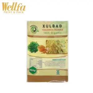 100g 125g 200g Custom 100% Organic Fenugreek Chili Seasoning Spice Packaging Plastic Turmeric Powder Flat Bag