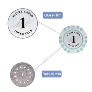 Jeu de jetons de poker Texas en argile de 14g, modèle Crown <span class=keywords><strong>Monte</strong></span> <span class=keywords><strong>Carlo</strong></span>, vente en gros, produit phare - Product Image 4