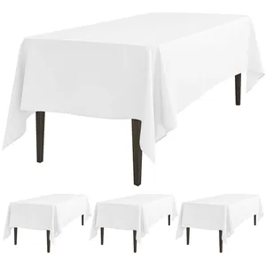 थोक 60 x 102 इंच पॉलिएस्टर सफेद आयताकार पार्टी शादी की मेज कपड़ा मेज़पोश