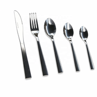 Ensemble de 5 couverts modernes de luxe en acier inoxydable, avec manche large et plat, poli miroir, pour restaurants et traiteurs
