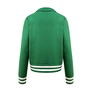 Custom <strong>Women</strong> Green Long Sleeve Tennis Pullover <strong>Polo</strong> <strong>Neck</strong> Knitted Casual Fashion Striped Cuffs Hem Sportswear <strong>Jumper</strong> Knitted Top - Product Image 2