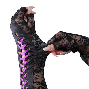 Gants en dentelle Sexy pour femmes, longueur du coude, Punk, sans doigts, Goth, noir, <span class=keywords><strong>Misa</strong></span>, <span class=keywords><strong>Amane</strong></span>, accessoires de Cosplay, résille, maille, gants de fête en dentelle - Product Image 5