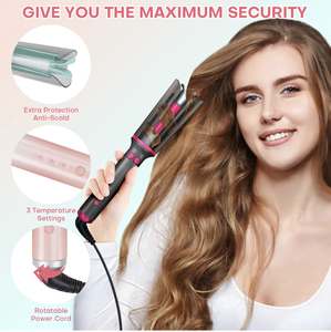 2025 Women's Automatic <b>Curler</b> Strap Black Gold Wavy Hair Fast <b>Heating</b> LED Stainless Steel Laser Printed Home Use - Product Image 3