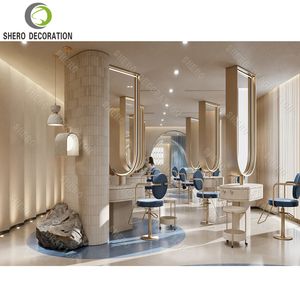 Diseño interior elegante para salón de belleza, estación de espejo personalizada para barbería, vitrina para decoración de salón de belleza - Product Image 3